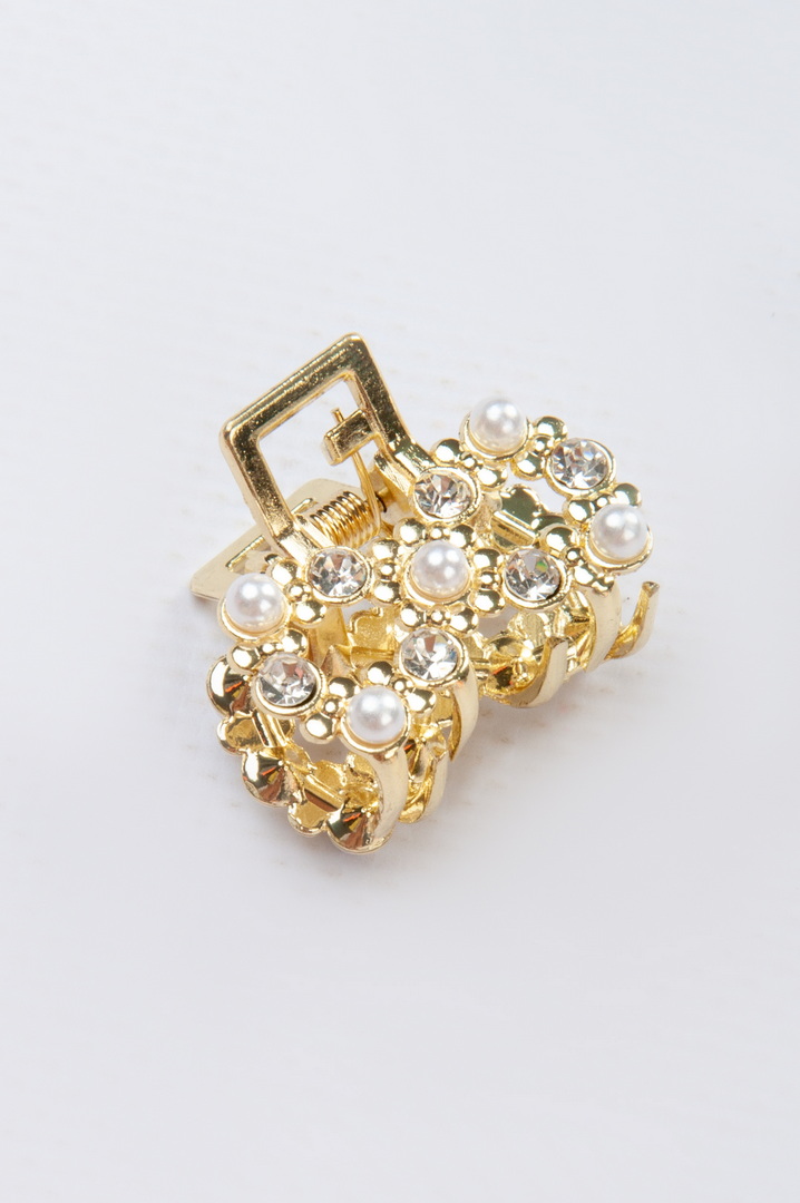 Краб "БАНТИК" з блискучими камінцями та перлинками 